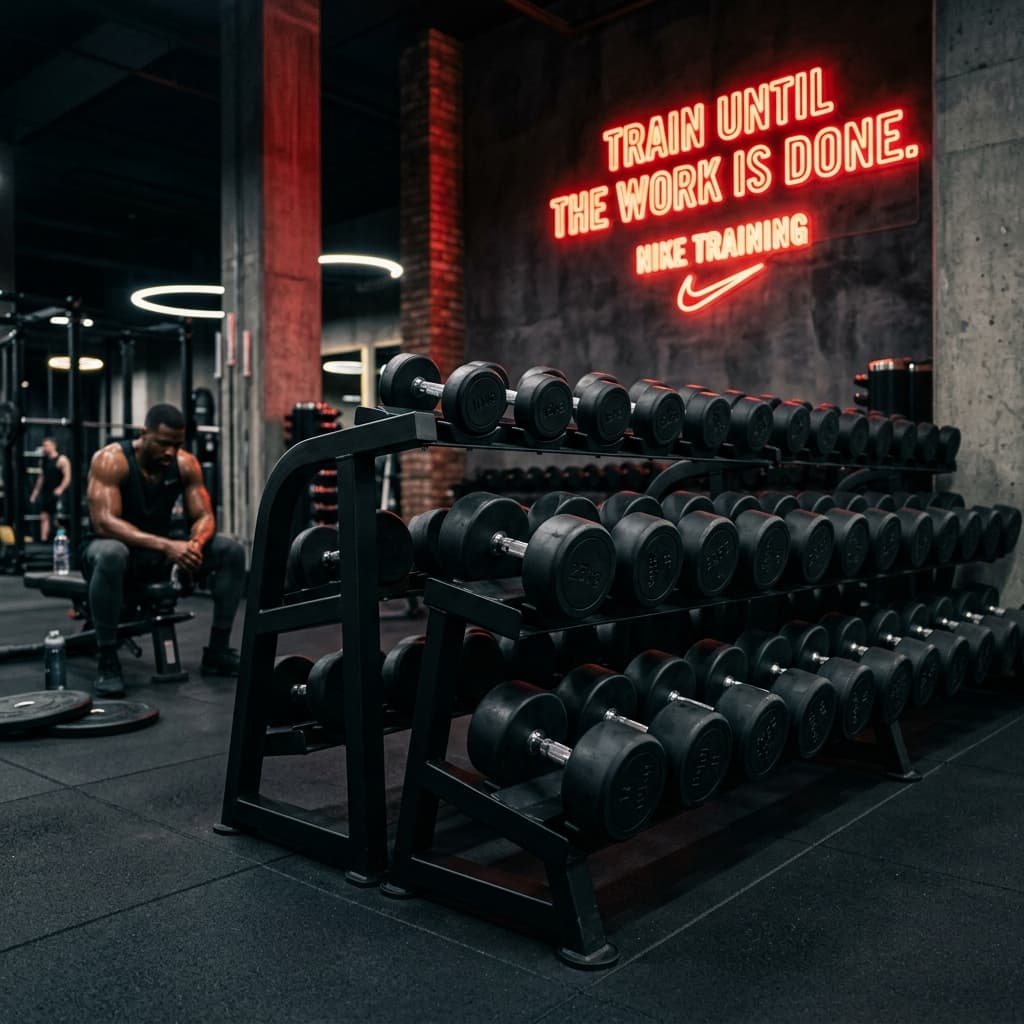 APEX Dumbbell Rack & Neon Sign
